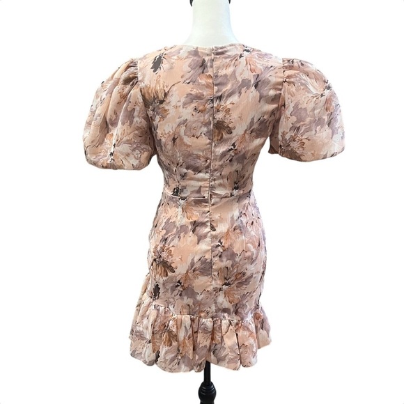 MISSGUIDED NWT Pink Floral Puff Sleeve Frill Mini Dress Size 0 - Picture 7 of 14